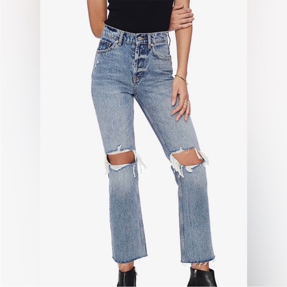 Anine Bing Lara Cotton raw Hem High waist Distressed Jeans Size 27 - Picture 1 of 14